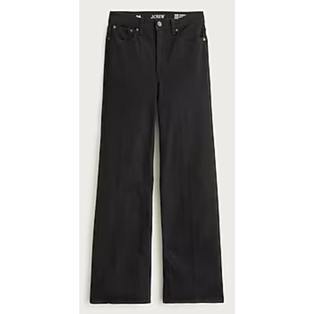 J Crew Black Denim Trouser Jeans High Rise Wide Leg Pants 30P Petite NWT